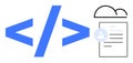 Coding and Cloud-Based User Data Concept with HTML Brackets and Cloud Document Royalty Free Stock Photo