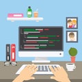 Coding at computer. Royalty Free Stock Photo