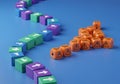 Coding concept with blocks and warning symbols, programming logic and problem solving illustration idea Royalty Free Stock Photo