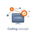 Software development, computer technology, system integration, code learning, web interface design Royalty Free Stock Photo