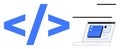 Coding Concept with HTML Tag Symbol and Code Displayed on Computer Screen Royalty Free Stock Photo