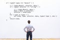 Coding concept, learning programming, programmer writing code Royalty Free Stock Photo