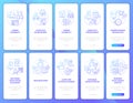 Coding concepts blue gradient onboarding mobile app screen set Royalty Free Stock Photo