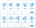 Coding concepts blue onboarding mobile app screen set Royalty Free Stock Photo