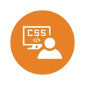 Coding, css, developer icon. Orange color vector EPS Royalty Free Stock Photo