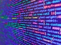 Coding css on mornitor at the office - for background or montage product. Mobile app building. Abstract source code background. Royalty Free Stock Photo