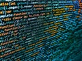 Coding css on mornitor at the office - for background or montage product. PC software creation business. Developer working on Royalty Free Stock Photo