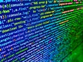 Coding css on mornitor at the office - for background or montage product. Software data monitor new function. Programming code Royalty Free Stock Photo