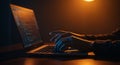 Coding in the Dark: Hands on Keyboard, Illuminated Laptop Screen, Hacker Style, Programming, Development, Cybersecurity, Software