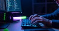 Coding in the Dark: Programmer at Work Royalty Free Stock Photo