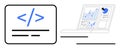 Coding and Data Analytics Concept with Code Symbol and Analytics Dashboard on Laptop Screen Royalty Free Stock Photo