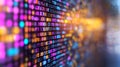 Coding Data Stream with Digital Numbers and Abstract Colorful Bokeh Royalty Free Stock Photo