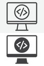 Coding desktop screen line and solid different style vector icon set Royalty Free Stock Photo