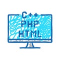 coding on different program languages icon doodle illustration Royalty Free Stock Photo