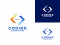 Coding with Fast arrow logo design. Coding logo design vector. Modern code logo design template