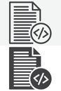 Coding file document line and solid different style vector icon set Royalty Free Stock Photo