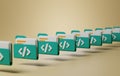 Coding Folder Icon for Software Development. 3D Render