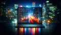 Coding the future: where technology meets vibrant city nightlife. Royalty Free Stock Photo