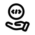 Coding Hand Professional Line Icon. Modern vector illustration representing programming, software development, and hands-on coding Royalty Free Stock Photo