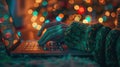 Coding on a Holiday Night.AI generated image Royalty Free Stock Photo