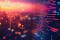 Coding HTML on a blurred background, symbolizing the web development process and programming in a modern digital world