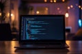 Coding HTML on a blurred background, symbolizing the web development process and programming in a modern digital world