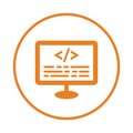 Coding, html, programming icon.Orange vector symbol