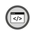 Coding Icon with Angle Brackets Inside a Circular Frame on White Background code programming Royalty Free Stock Photo