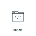 Coding icon. Thin outline style design from design ui and ux icons collection. Creative Coding icon for web design, apps Royalty Free Stock Photo