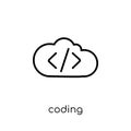 Coding icon. Trendy modern flat linear vector Coding icon on white background from thin line Programming collection