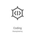 coding icon vector from bioengineering collection. Thin line coding outline icon vector illustration. Linear symbol for use on web