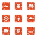 Coding icons set, grunge style Royalty Free Stock Photo