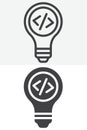 Coding idea light bulb line and solid different style vector icon set Royalty Free Stock Photo