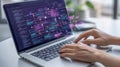 Coding with Interactive Flowchart on Laptop Screen Royalty Free Stock Photo