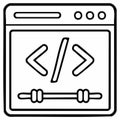 Coding interface with brackets and sliders icon for web development and programming Royalty Free Stock Photo