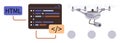 Coding interface connecting to quadcopter technology showcasing automation and innovation Royalty Free Stock Photo