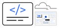 Coding Interface and Data Presentation Connected to Cloud Concept Royalty Free Stock Photo