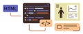 Coding Interface with HTML and Data Visualization Elements Royalty Free Stock Photo