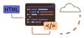 Coding Interface with HTML Tag and Cloud Integration for Web Development Royalty Free Stock Photo