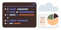 Coding Interface with Charts and Cloud Representing Data Analytics and Cloud Computing Royalty Free Stock Photo