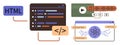 Coding Interface with Media Player and Data Visualization for Web Development Projects Royalty Free Stock Photo