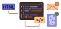 Coding Interface with Security, Communication, and Notifications Representation Royalty Free Stock Photo