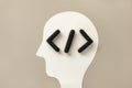 Coding language development icon inside a humans head. Software development concept of innovation or digitization. Programming Royalty Free Stock Photo