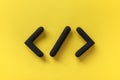Coding language development icon on yellow background. Software development concept. Programming code browser symbol, 3d sign Royalty Free Stock Photo