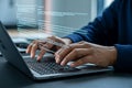 Coding on laptop computer programmer typing code development software engineer programming technology expert Royalty Free Stock Photo