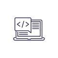 coding line icon with a laptop, vector