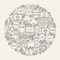 Coding Line Icons Circle Royalty Free Stock Photo