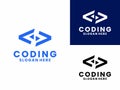 Coding logo with Play icon logo design vector. Coding Learn logo design vector template