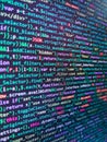 IT coding on monitor screen. Programmer occupation. Concept screen of experienced web developer. Programming source code abstract Royalty Free Stock Photo
