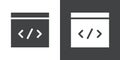 coding program icon Flat set in black and white color Royalty Free Stock Photo